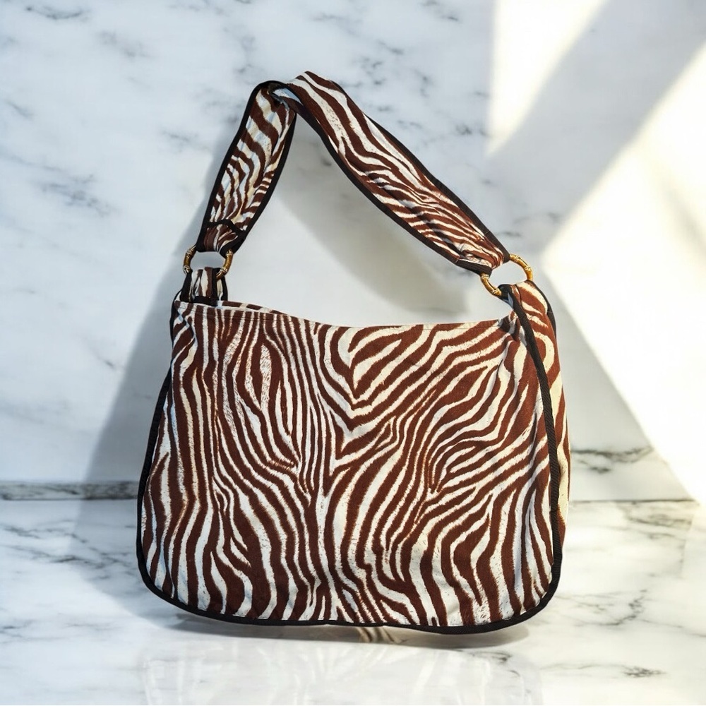 La Perla Zebra Slouch Bag w Bamboo Rings